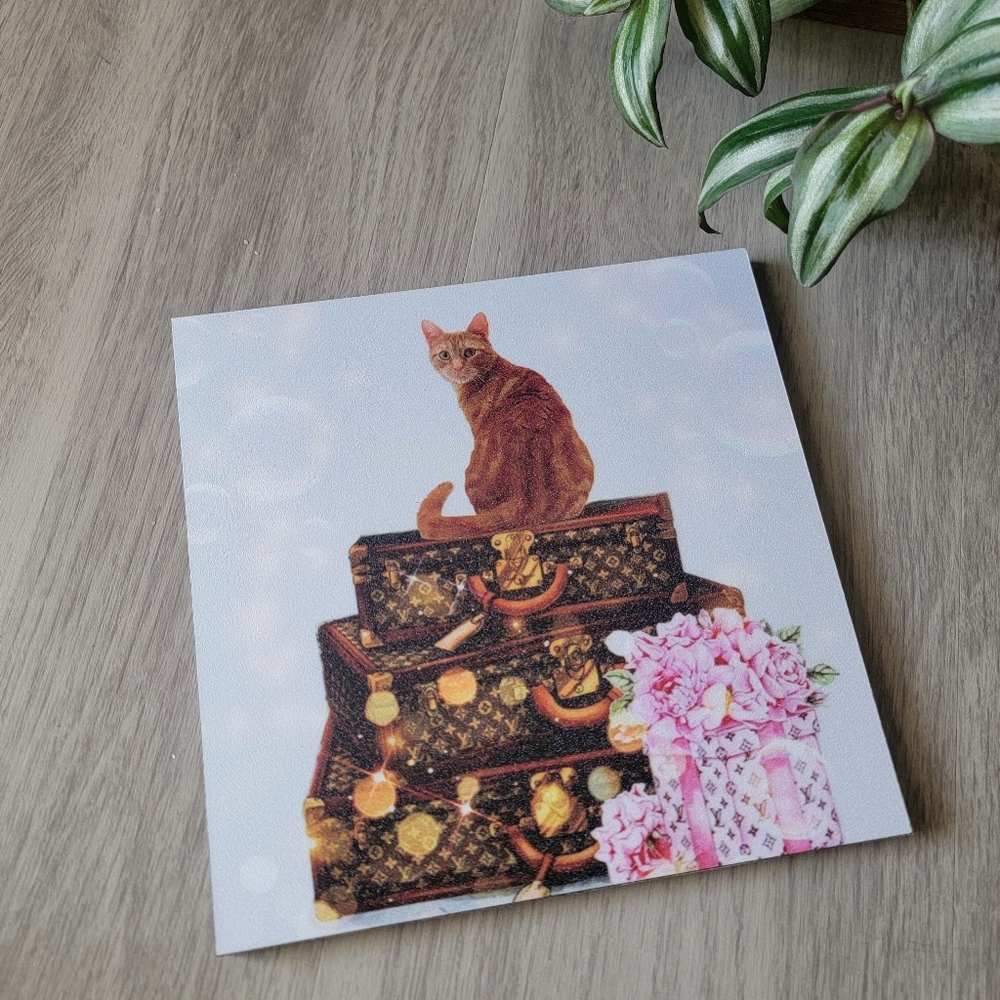 Pet Lover Cat Design Decor Cat on Luggage Art Print Decor